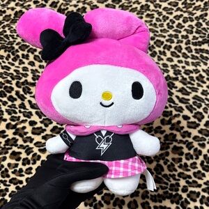 2025 MY MELODY 💕 Plush Doll Punk Emo Sanrio Pink Black Plaid Kids Bunny Toy
